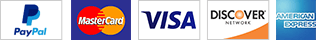 Accepted payment methods: PayPal, Mastercard, Visa, Discover, American Express